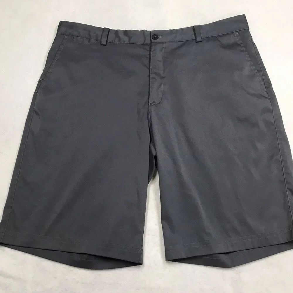 NIKE Golf Tour Performance Shorts Men 36 Gray Dri Fit Stretch Flat Front Chino
